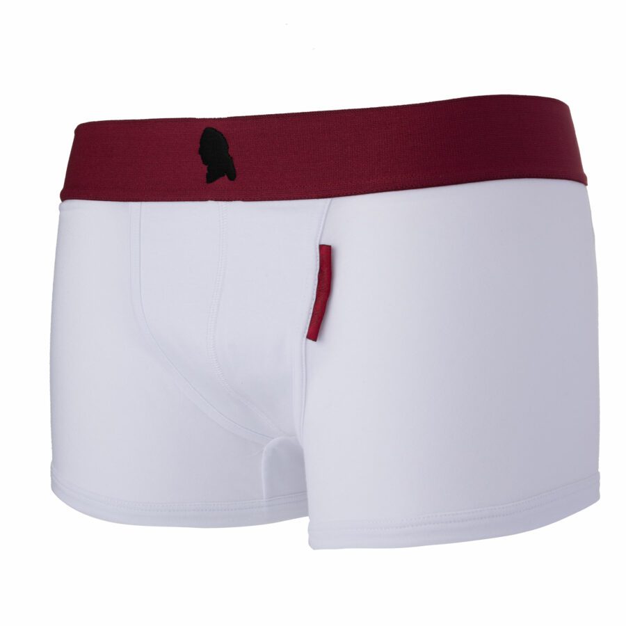 White boxer with a bordeaux waistband special edition